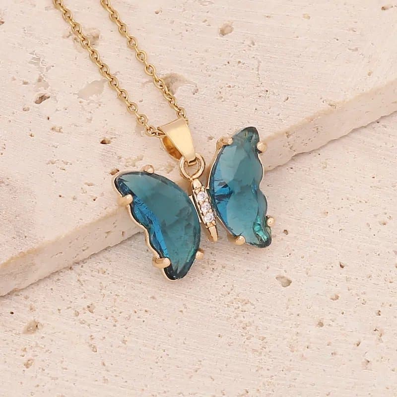 Vivid Blue Butterfly Necklace