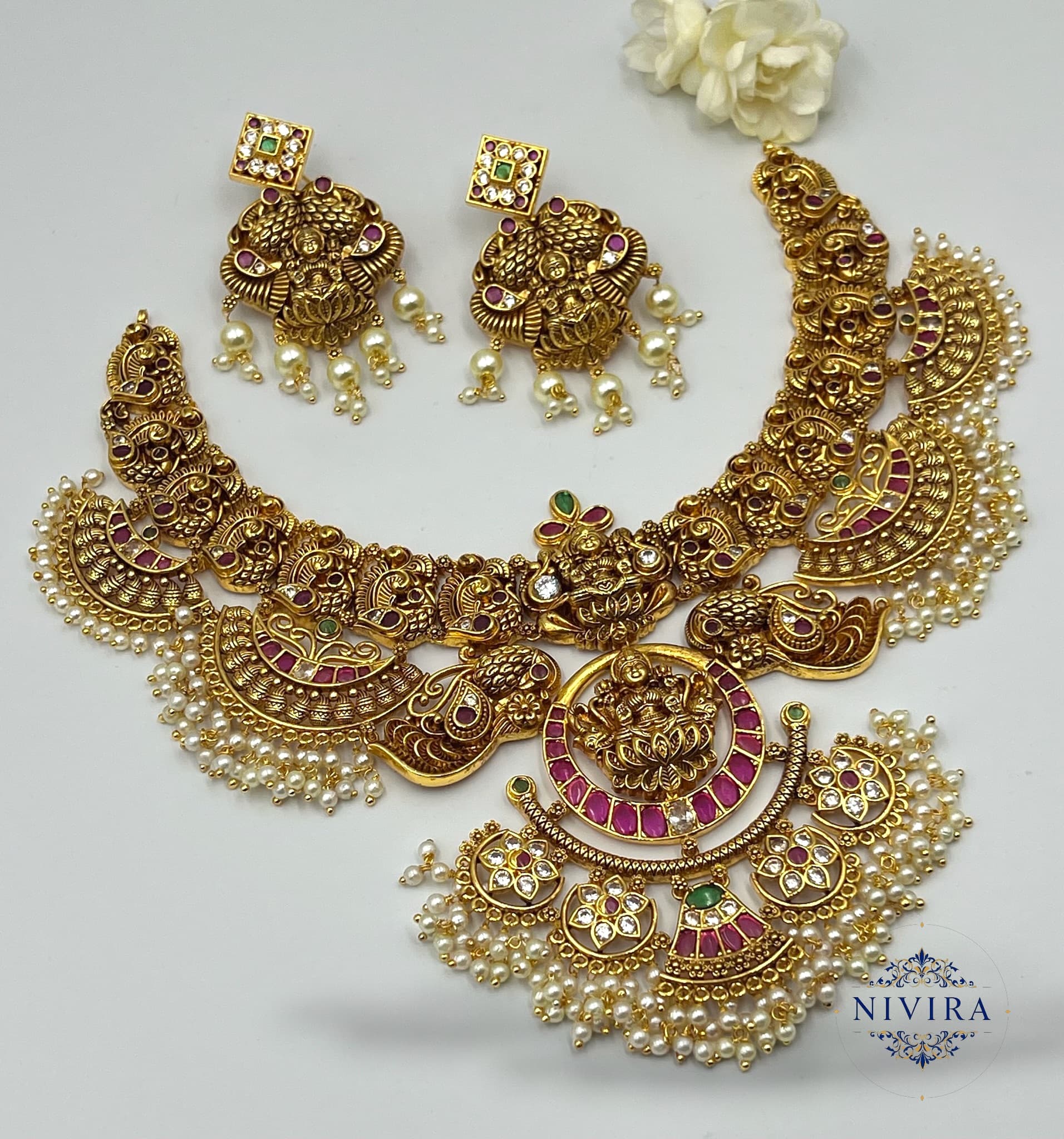 Mudra Antique Temple Jewelry Set