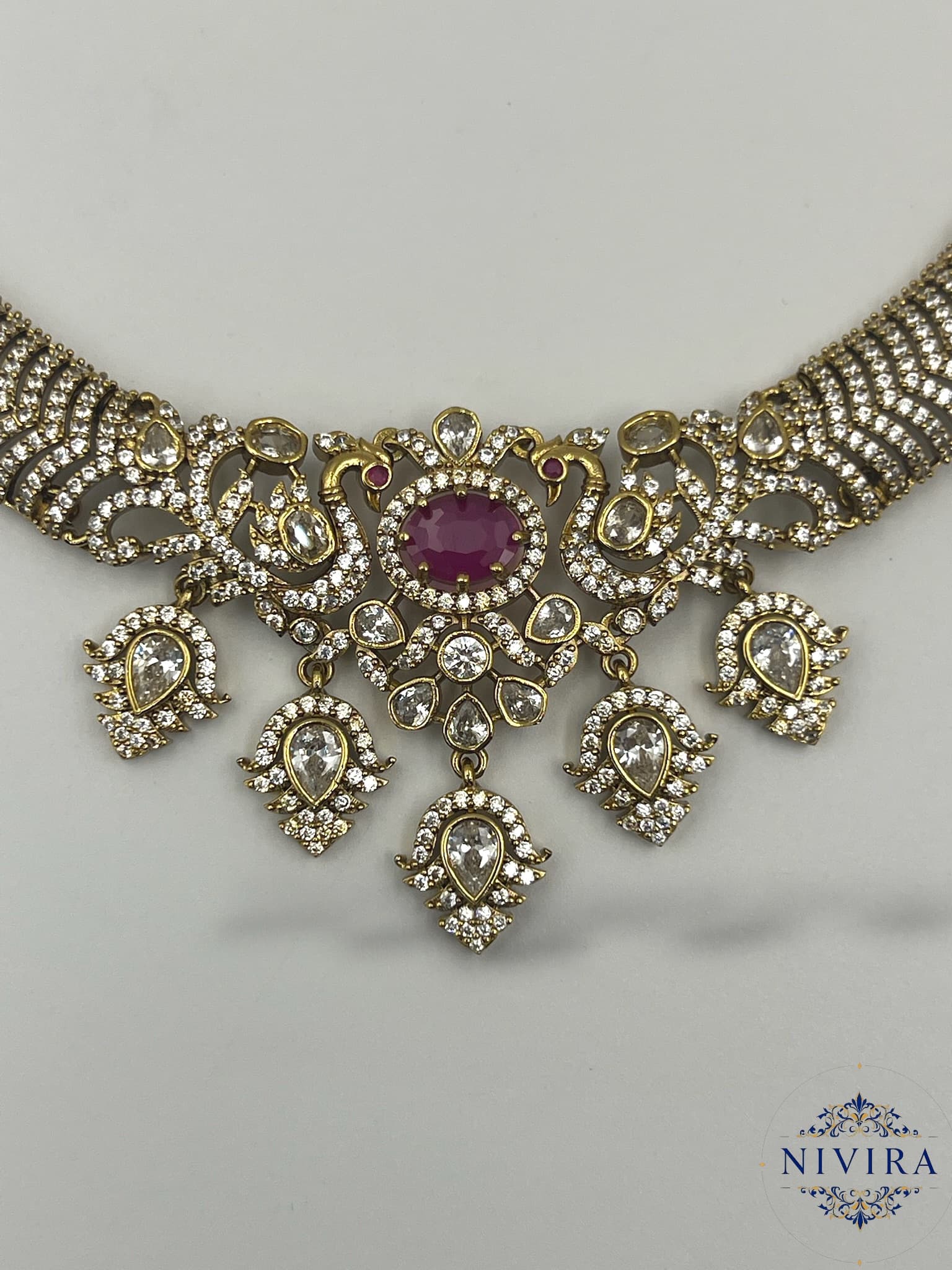 Peacock Mehendi Kante Set - Ruby - image 3