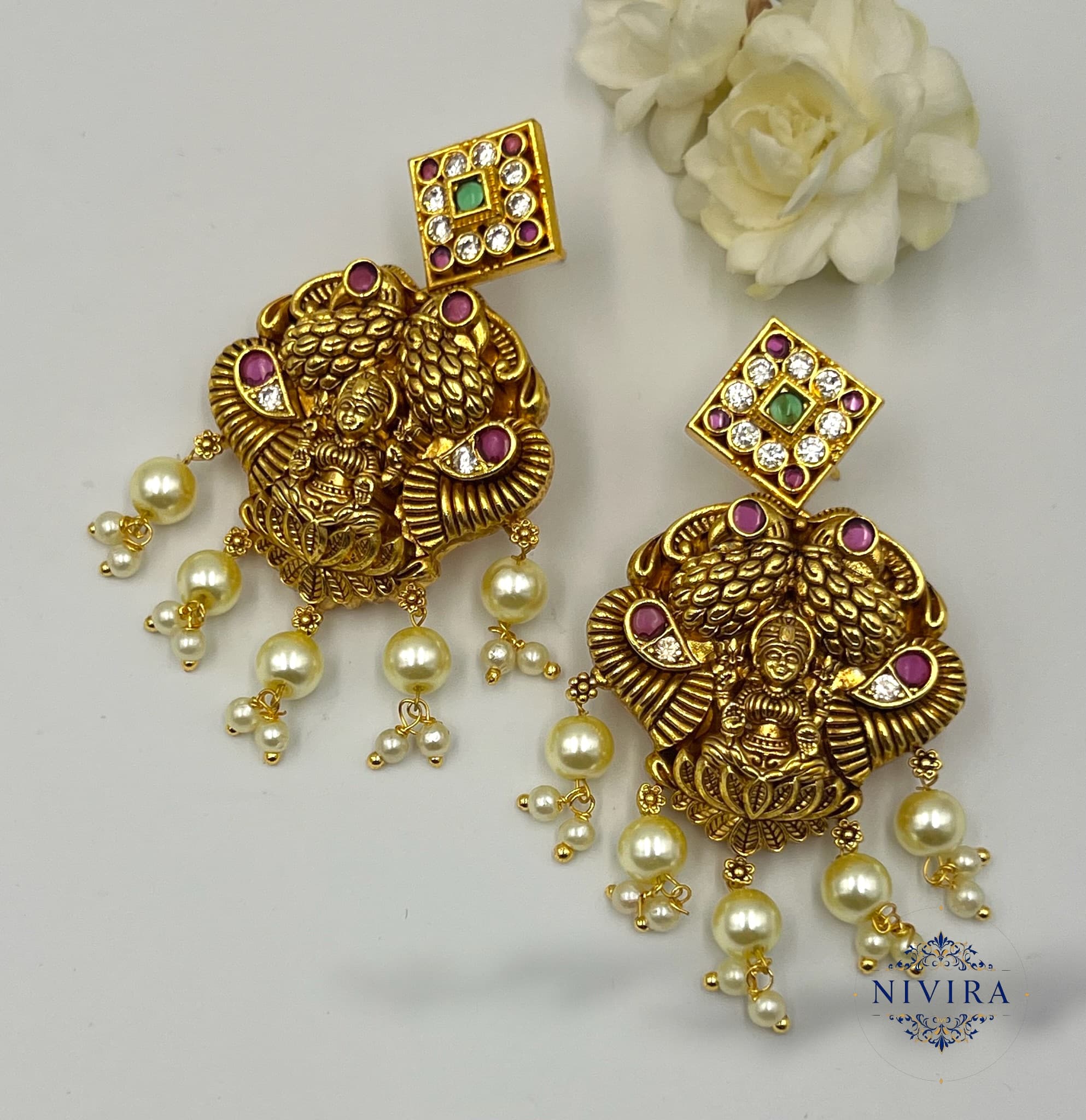 Mudra Antique Temple Jewelry Set - image 4