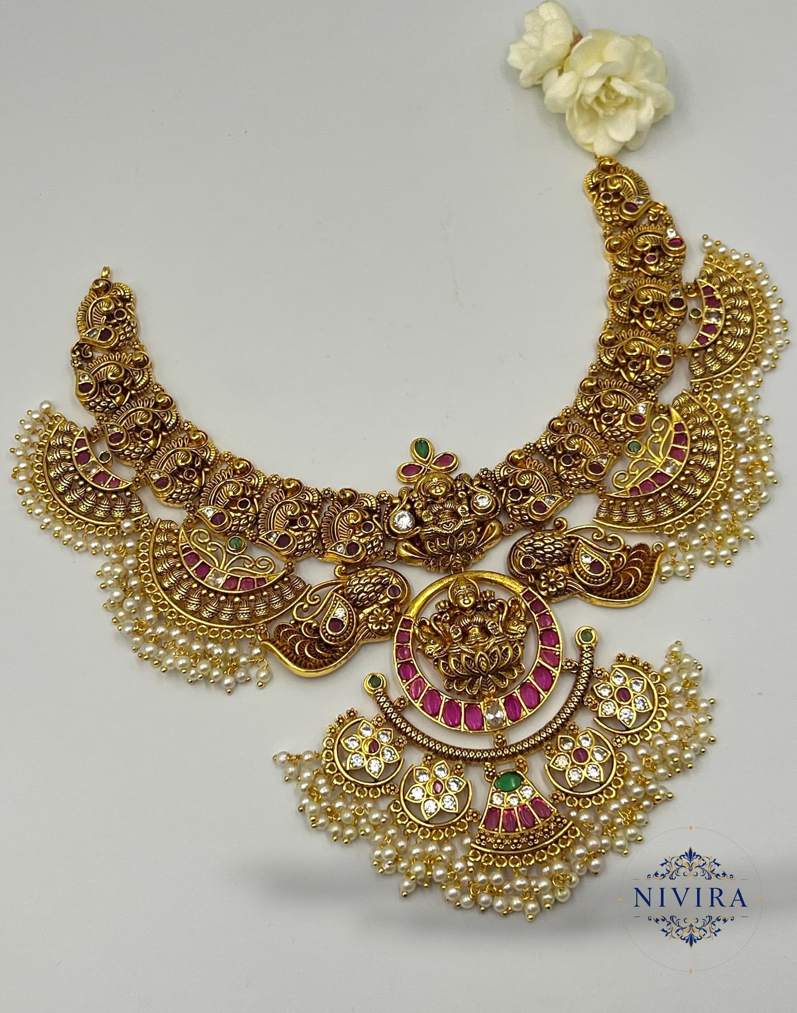 Mudra Antique Temple Jewelry Set - image 2